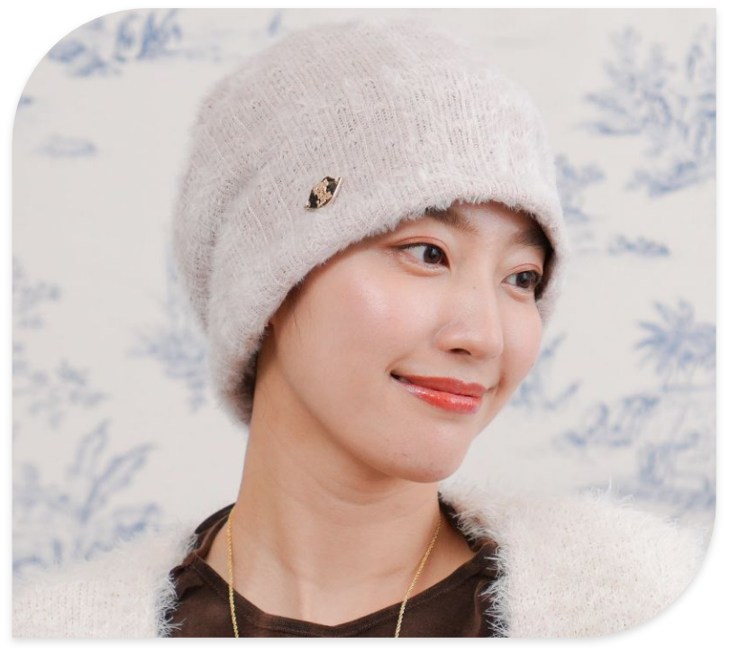 医療用帽子(ケア帽子) -Audrey LUXE- スカーフタイプ/ ハートプッチ柄