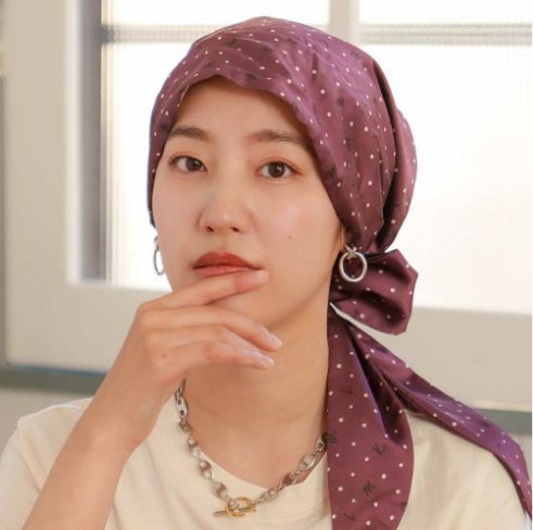 医療用帽子(ケア帽子) -Audrey- スカーフタイプ/ロゴドット