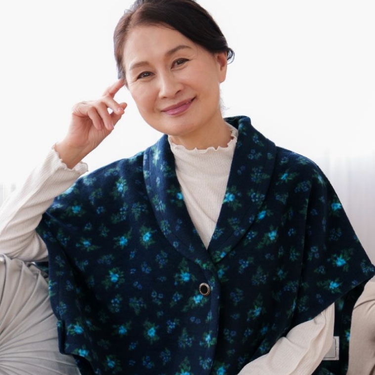 アンティーク小花柄 フリース肩掛け