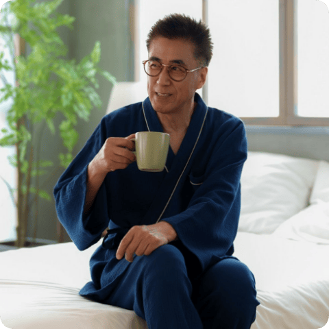 Wガーゼ メンズ 前開きパジャマ 作務衣タイプ