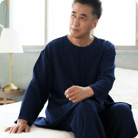 Wガーゼ メンズ 前開きパジャマ