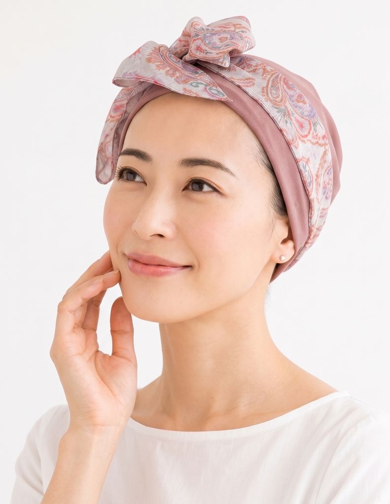 医療用帽子(ケア帽子) -Audrey LUXE- 10周年記念モデル Bloom Paisley