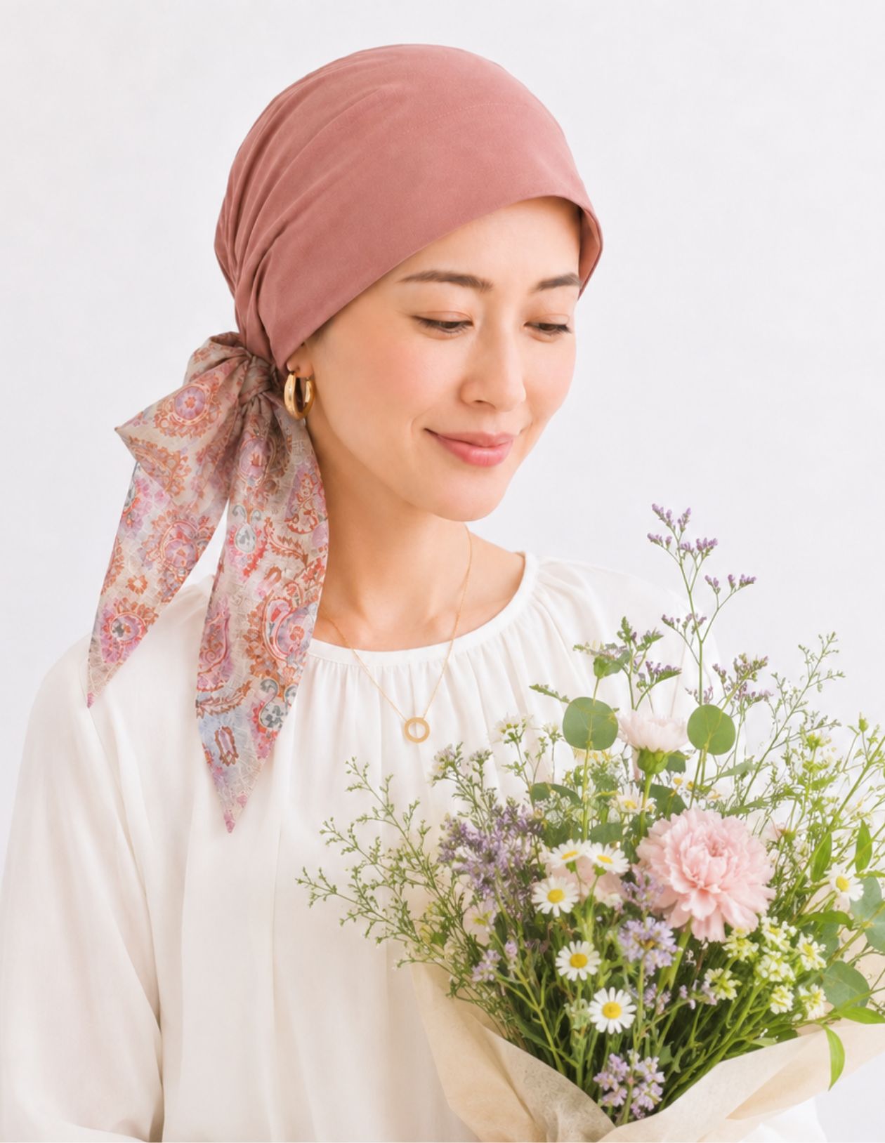 医療用帽子(ケア帽子) -Audrey LUXE- 10周年記念モデル Bloom Paisley