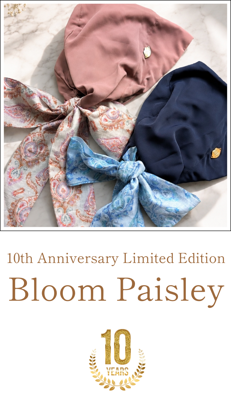 医療用帽子(ケア帽子) -Audrey LUXE- 10周年記念モデル Bloom Paisley
