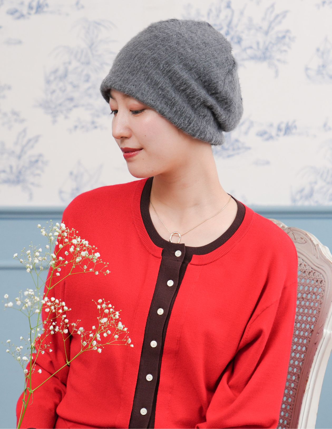 医療用帽子(ケア帽子) -Jean- モヘアニット