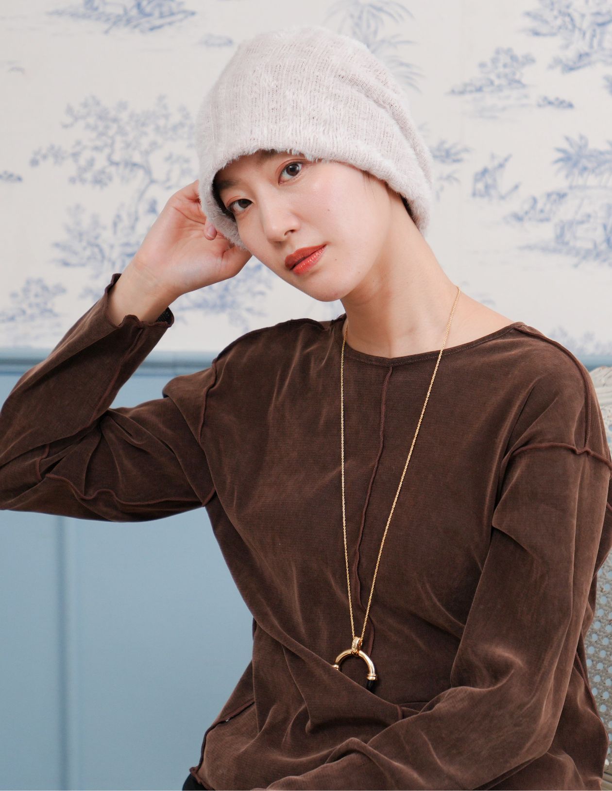 医療用帽子(ケア帽子) -Jean- モヘアニット