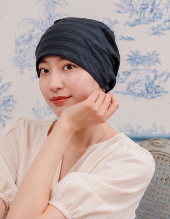 医療用帽子(ケア帽子) -Jean- アンティーク　ストライプ
