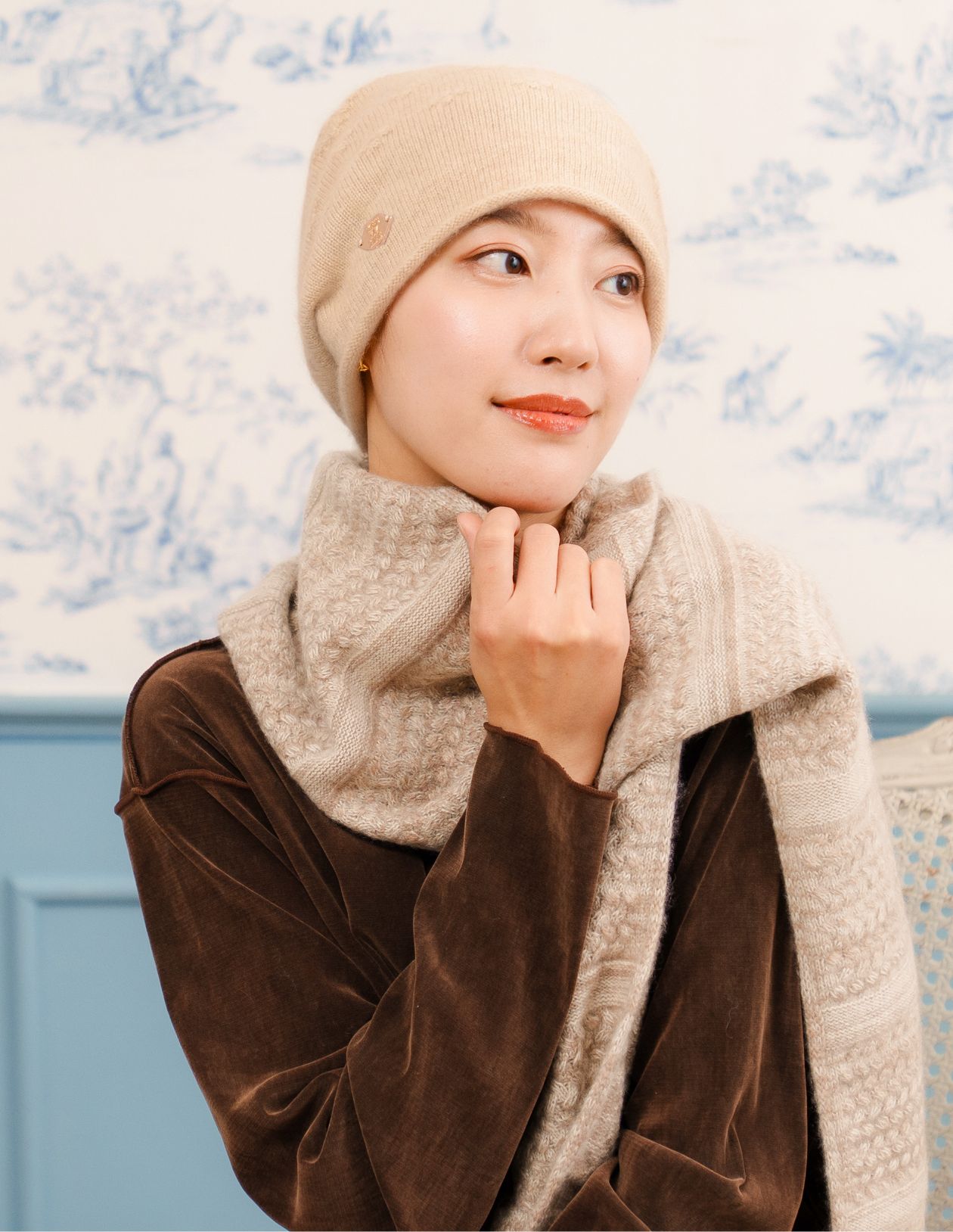 医療用帽子(ケア帽子) -Jean- アンティーク　ストライプ