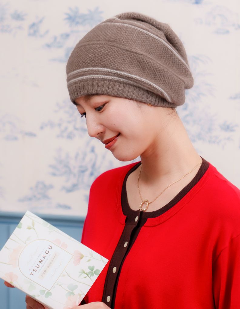 医療用帽子(ケア帽子) -Jean- カシミア フレンチストライプ