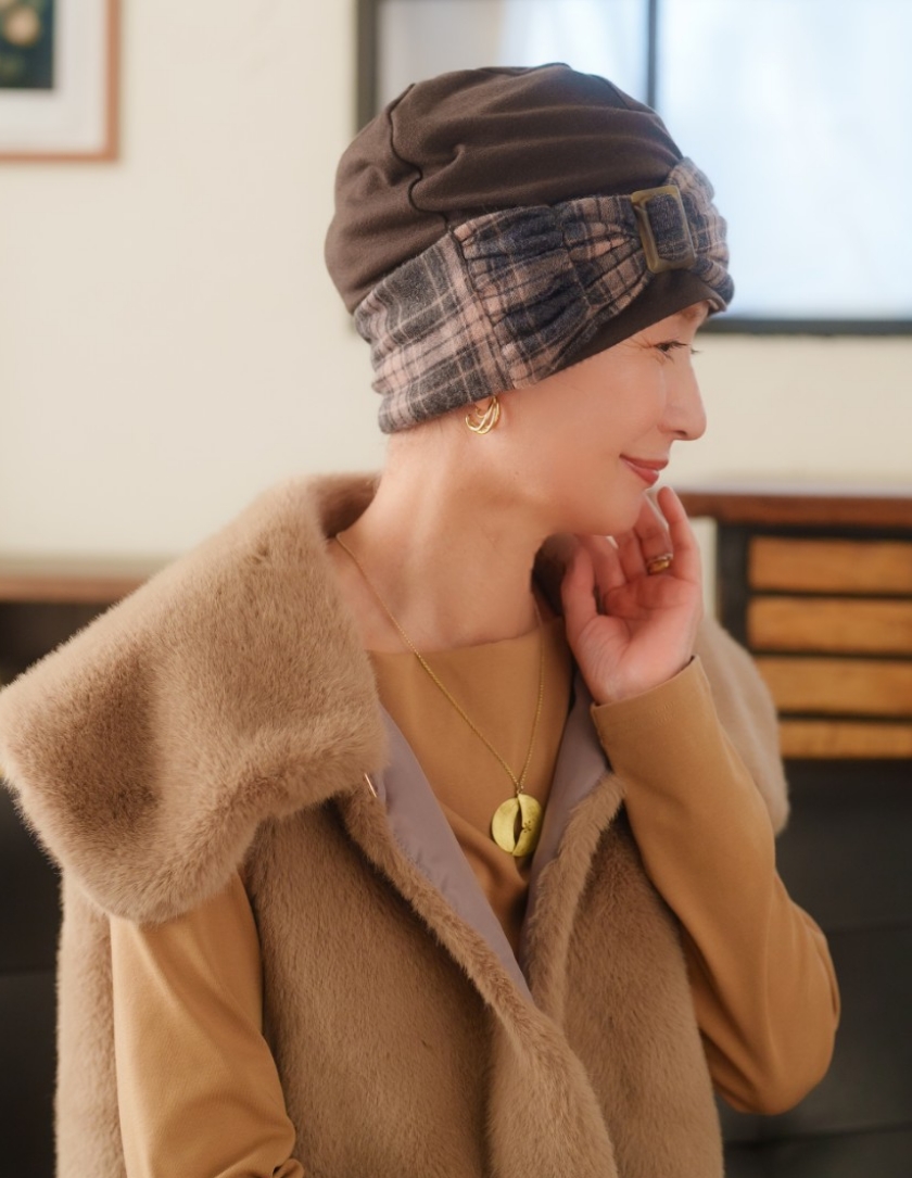 医療用帽子(ケア帽子) -Jean- アンティーク　ストライプ