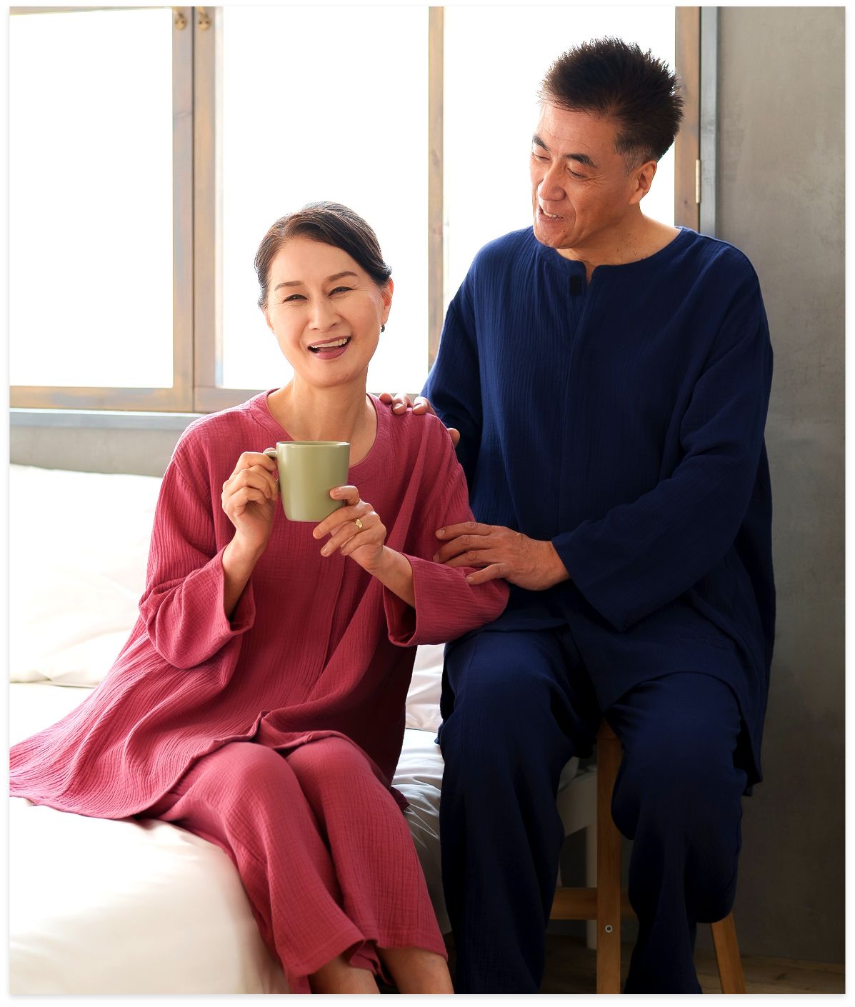 Wガーゼ 夫婦ペア 前開きパジャマ