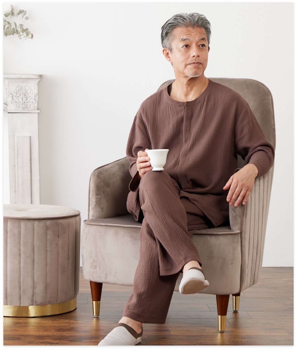 Wガーゼ 夫婦ペア 前開きパジャマ