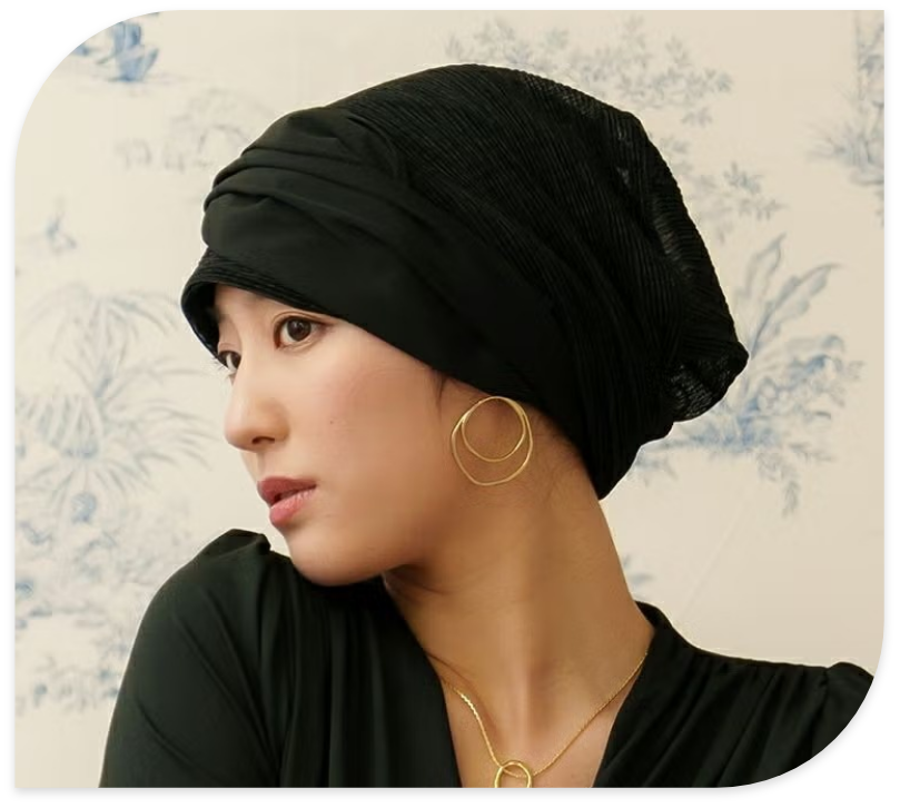 医療用帽子(ケア帽子) -Audrey- スカーフタイプ/花柄カットジャガード