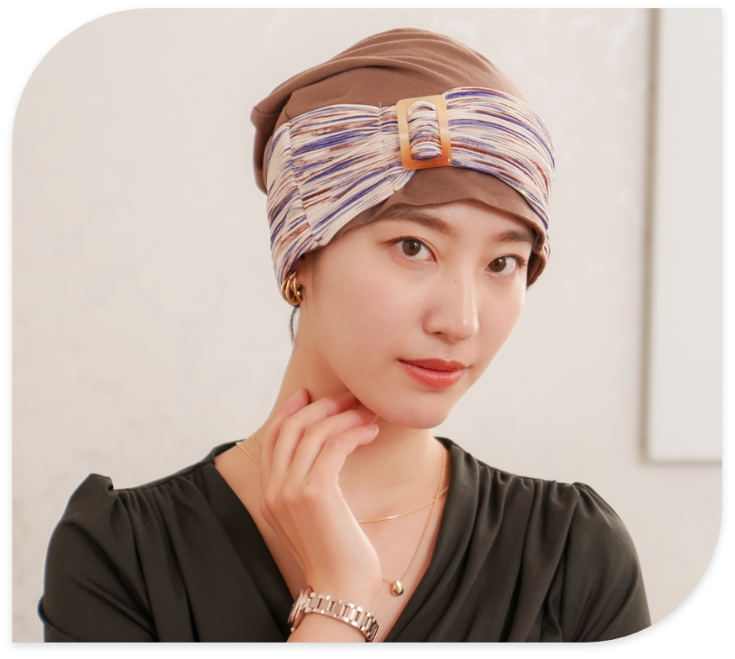 医療用帽子(ケア帽子) -Jean- ニットタイプ /バックル水彩