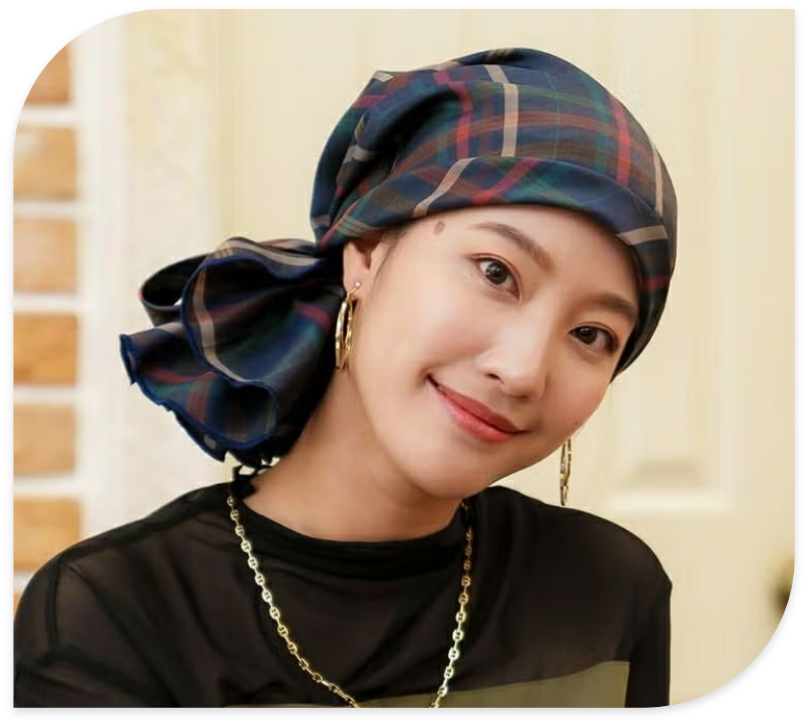 医療用帽子(ケア帽子) -Karina- バンダナタイプ/チェック柄