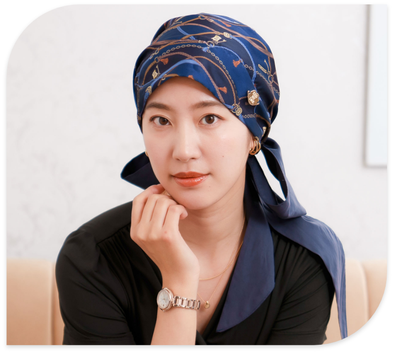 医療用帽子(ケア帽子) -Audrey LUXE- スカーフタイプ/Le charme（ル・シャルム）チェーン柄