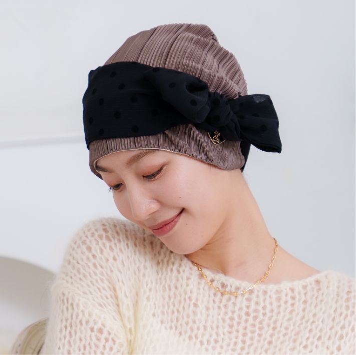 医療用帽子(ケア帽子) -Audrey LUXE- スカーフタイプ/Drape Dot