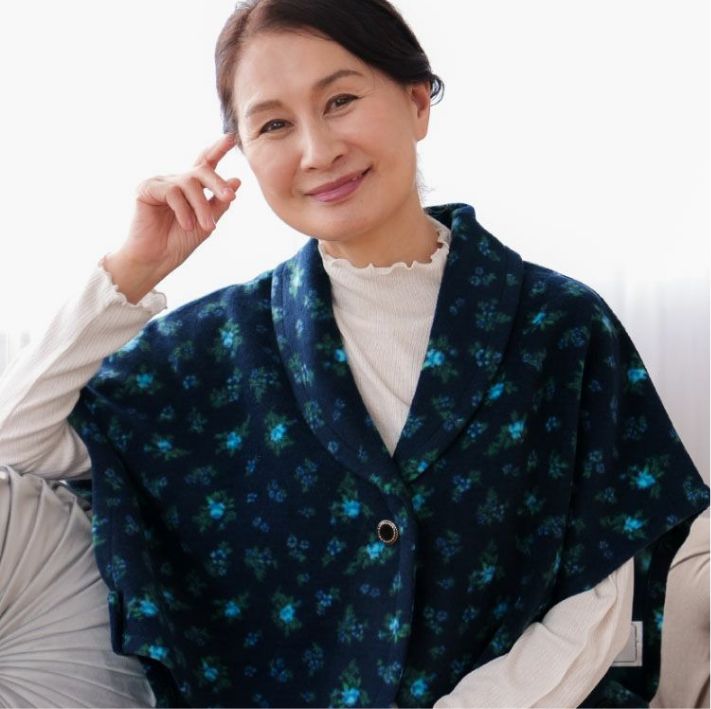 アンティーク小花柄 フリース肩掛け