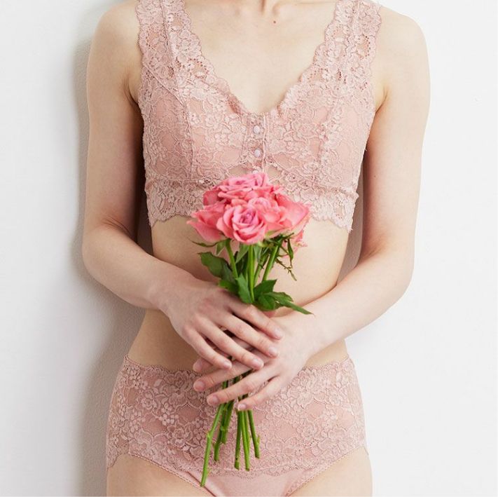 乳がんブラ＆パンツ 前開きレース 上下セット