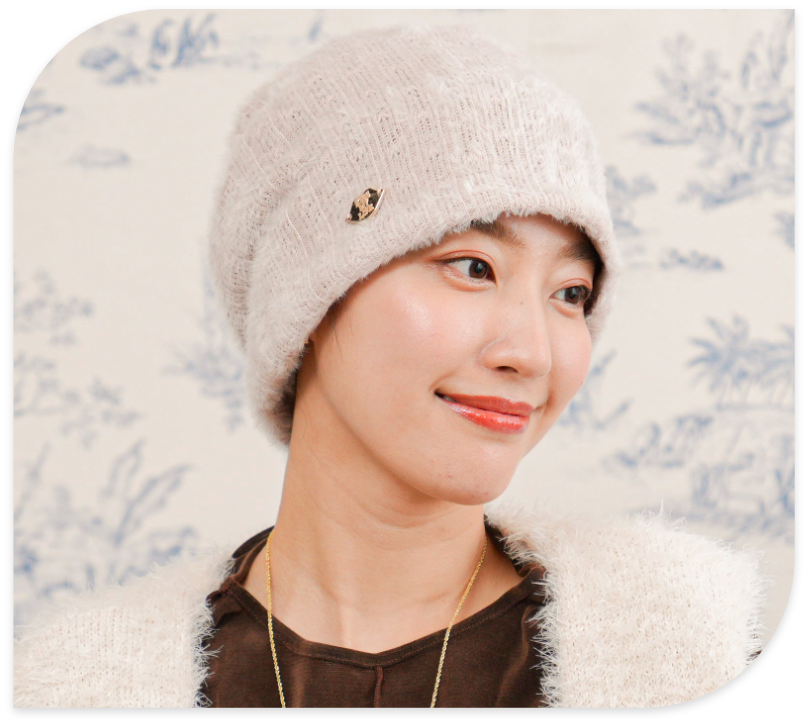 医療用帽子(ケア帽子) -Audrey LUXE- スカーフタイプ/ ハートプッチ柄