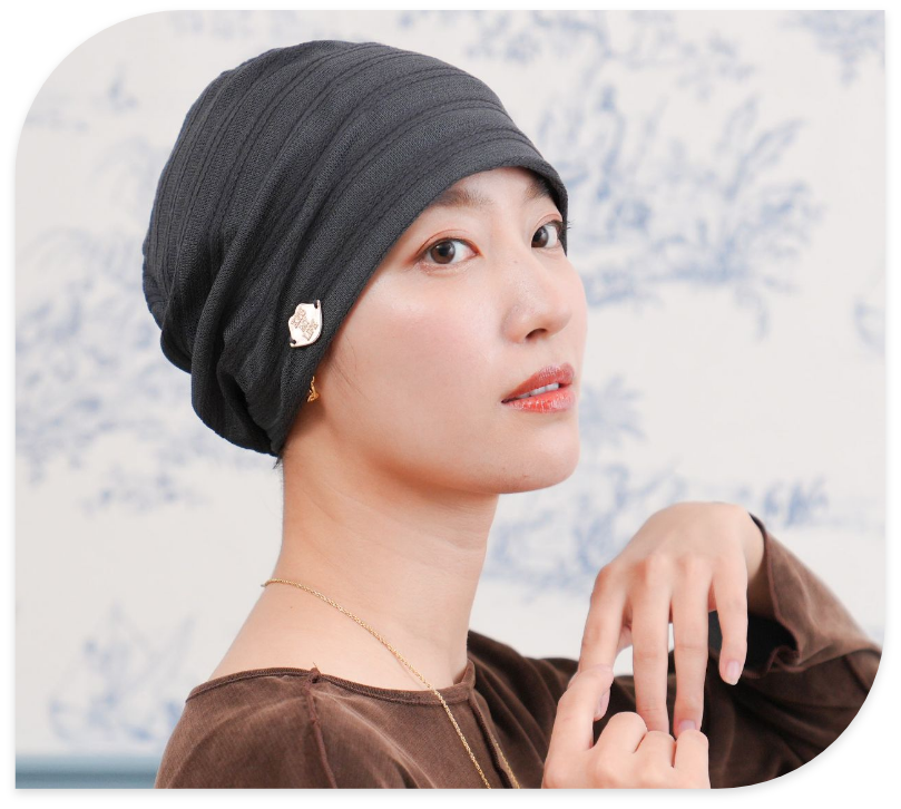 医療用帽子(ケア帽子) -Jean- アンティーク　ストライプ