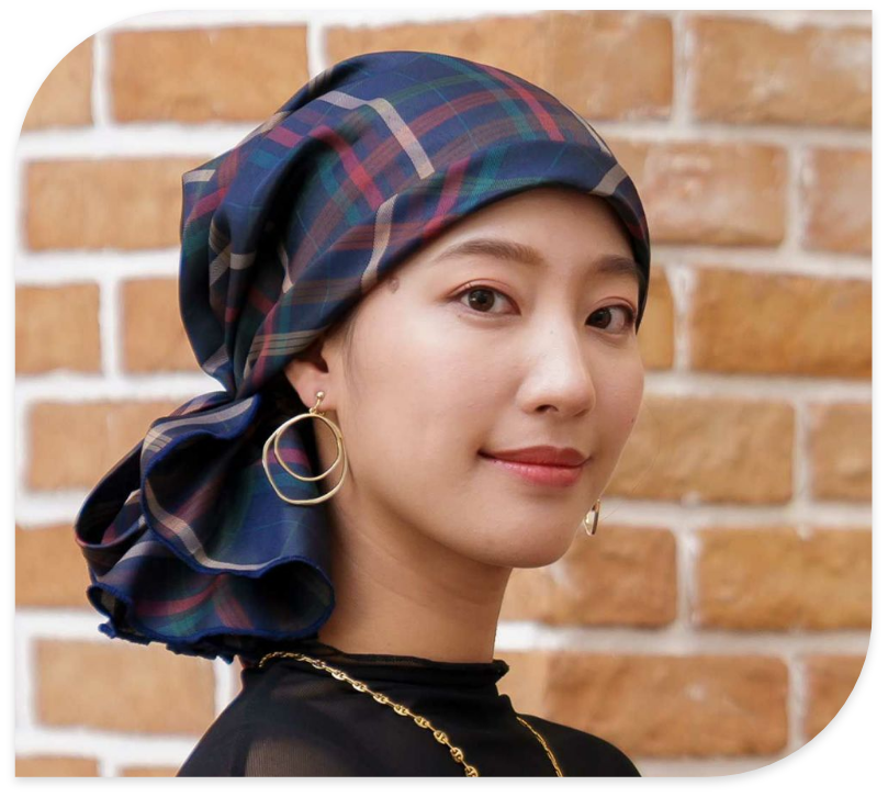 医療用帽子(ケア帽子) -Karina- バンダナタイプ/チェック柄