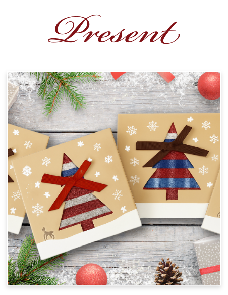 ツリー型ラッピング　ハンカチタオルプレゼント